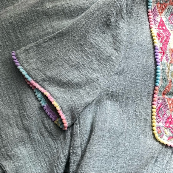 NWT Entro Blue Dress Pom Poms and Embroidered  Detailing Small - Picture 4 of 5